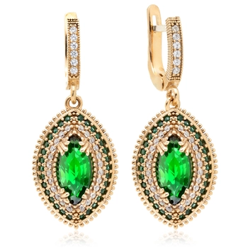 Kolczyki srebrne - Sułtanki Mihrimah - ze szmaragdem