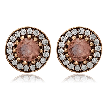 Okrągłe srebrne kolczyki z zultanitem i cyrkoniami