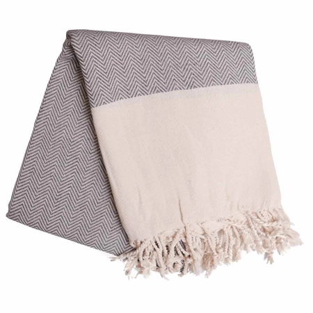 Bawełniany miękki ręcznik Peshtemal w kolorze szarym