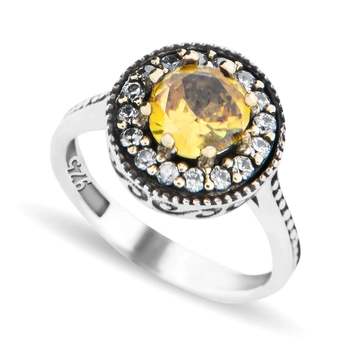 Orientalny pierścień srebrny z cytrynem