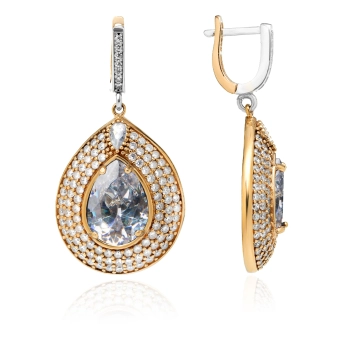 Srebrne kolczyki z topazem w stylu ottomańskim