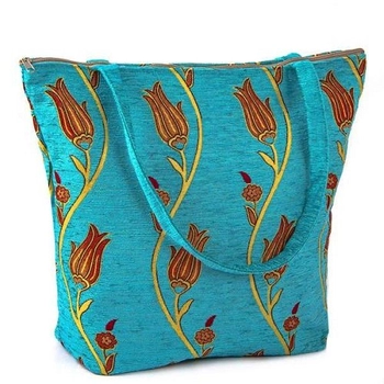 Orientalna materiałowa torebka w tulipany