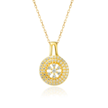 Pozłacany naszyjnik ze srebra 925, okrągły, delikatny - Złoto Haremu