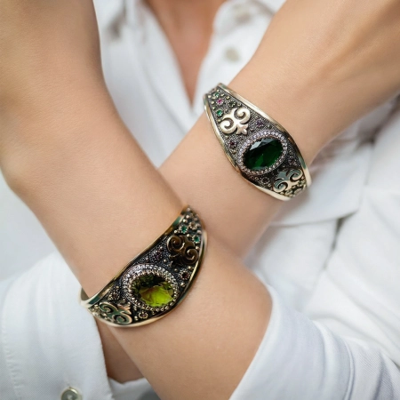 Bransoletka ze srebra 925 i brązu z zultanitem i cyrkoniami