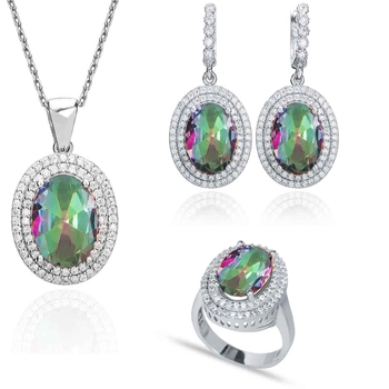 Srebrny komplet z mistycznym topazem