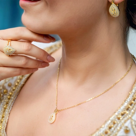 Naszyjnik pozłacany srebro 925 z cyrkoniami - Złoto Haremu