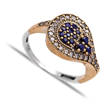 Delikatny orientalny pierścionek z szafirkami