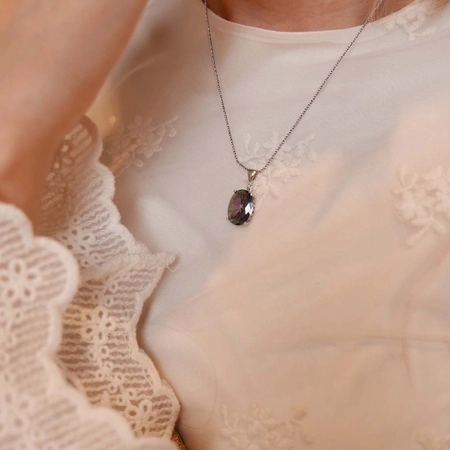 Naszyjnik ze srebra z mistycznym topazem