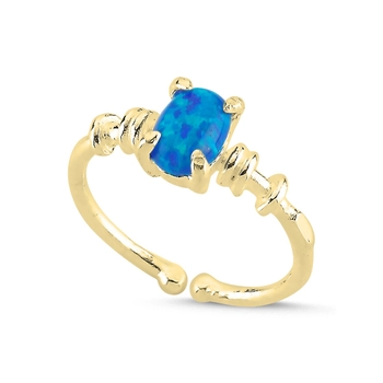 Srebrny pierścionek z owalnym opalem - regulowany