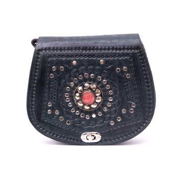 Marokańska skórzana torebka - Grafitowe Wrota Atlasu