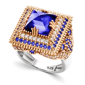 Pierścionek srebrny sułtanki Mihrimah z szafirem