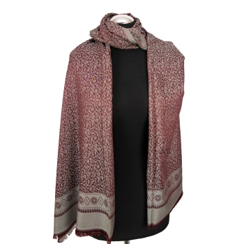 Jedwabny szal - Burgundowa Róża Orientu