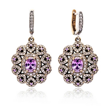 Srebrne kolczyki z ametystem - kwiat