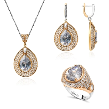 Srebrny komplet z topazem w stylu ottomańskim