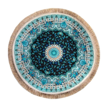 Okrągły dywan orientalny 90 x 90 cm w turkusowe wzory