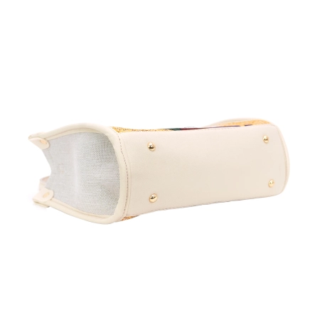 Torebka z gobelinu i ekoskóry – wzór z kolorowymi kotami