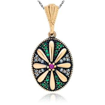 Srebrny naszyjnik z motywem kwiatowym - Wieczór w Stambule