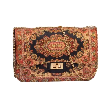 Torebka damska orientalna czarna z łańcuchem