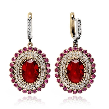 Srebrne masywne kolczyki z granatem