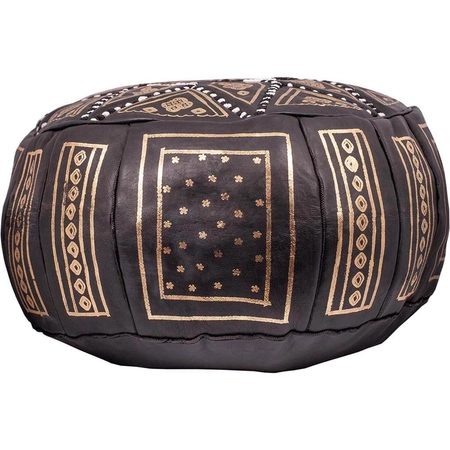Czarna skórzana pufa z Maroko