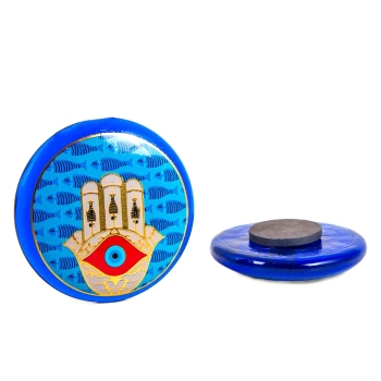 Szklany magnes na lodówkę Hamsa 5,5 cm