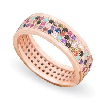 Pozłacana różowym złotem kolorowa obrączka