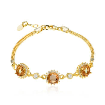 Regulowana bransoletka na rękę z pozłacanego srebra z okrągłym zultanitem - Złoto Haremu