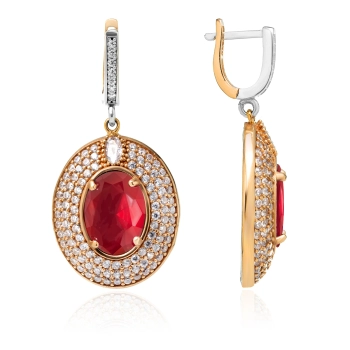 Kolczyki srebrne z rubinem w stylu ottomańskim