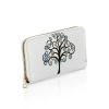 Portfel damski, tkane drzewo szczęścia, biały, duży, na karty