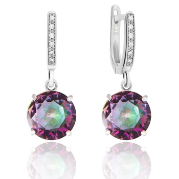 Kolczyki okrągłe z tęczowym topazem