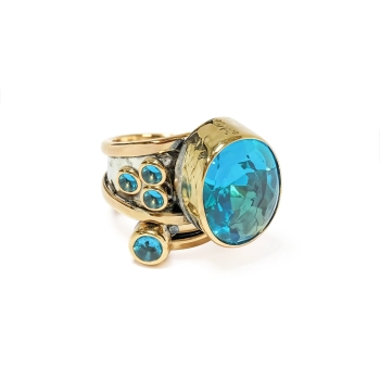 Srebrny pierścionek z błękitnym topazem - Wyprawa przez orient