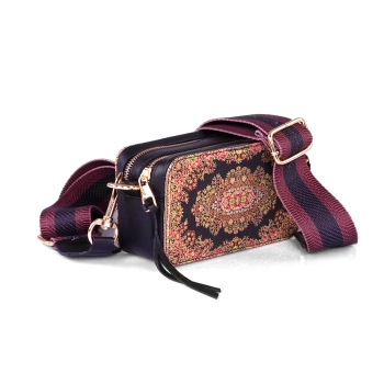 Torebka z czarnej ekoskóry - orientalny wzór