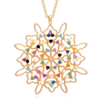 Delikatny pozłacany srebrny naszyjnik z kolorowymi cyrkoniami