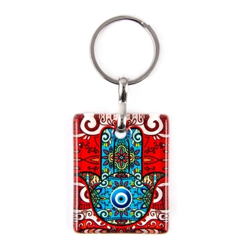 Szklany brelok do kluczy Hamsa