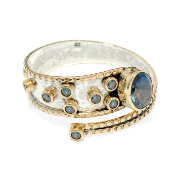 Srebrna bransoletka z owalnym mistycznym topazem - Wyprawa przez orient