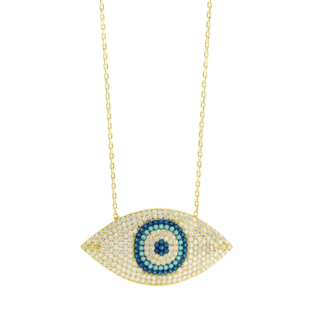 Pozłacany naszyjnik srebrny oko proroka