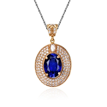 Naszyjnik srebrny z szafirem w stylu ottomańskim