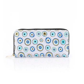 Orientalny portfel damski na zamek, wzór Oko proroka, pojemny