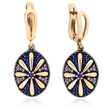 Kolczyki srebrne z motywem kwiatowym - Wieczór w Stambule