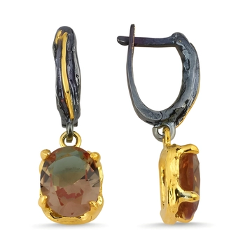 Srebrne kolczyki z owalnym zultanitem - W złotych szponach orientu