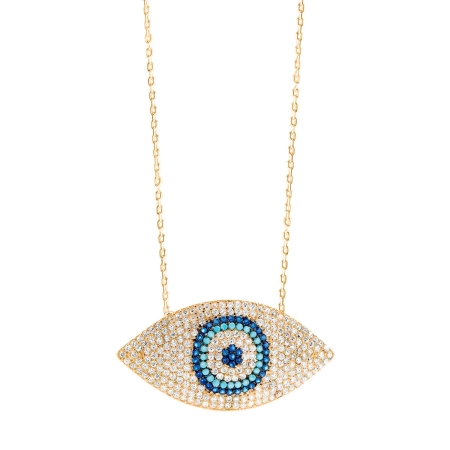Naszyjnik srebrny oko proroka - pozłacany różowym złotem