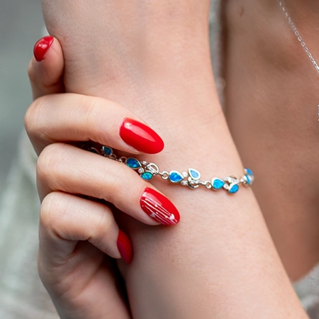 Bransoletka z opalem australijskim listki- srebro 925