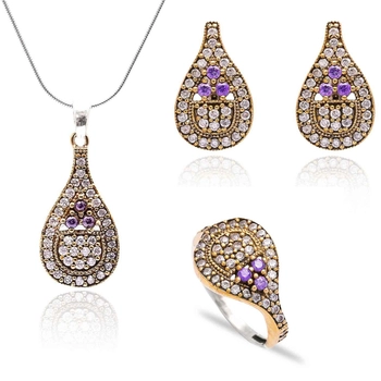 Delikatny srebrny komplet z ametystem i cyrkoniami