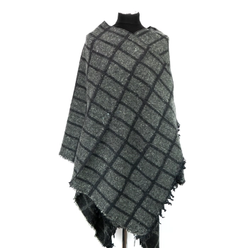 Tureckie ponczo z nacięciem - Szary Minaret