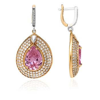 Srebrne kolczyki z różowym topazem w stylu ottomańskim