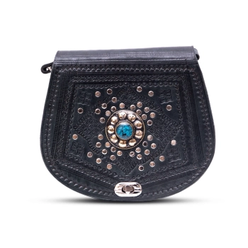 Marokańska skórzana torebka - Grafitowe Cienie Nocy