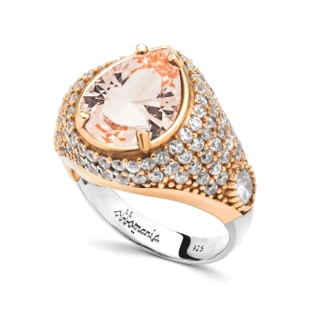 Srebrny pierścionek z morganitem w stylu ottomańskim