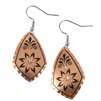 Miedziane kolczyki - Trapezowy ornament