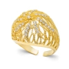 Pozłacany ażurowy pierścionek ze srebra 925, regulowany - Złoto Haremu