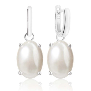 Owalne kolczyki srebrne z perłami